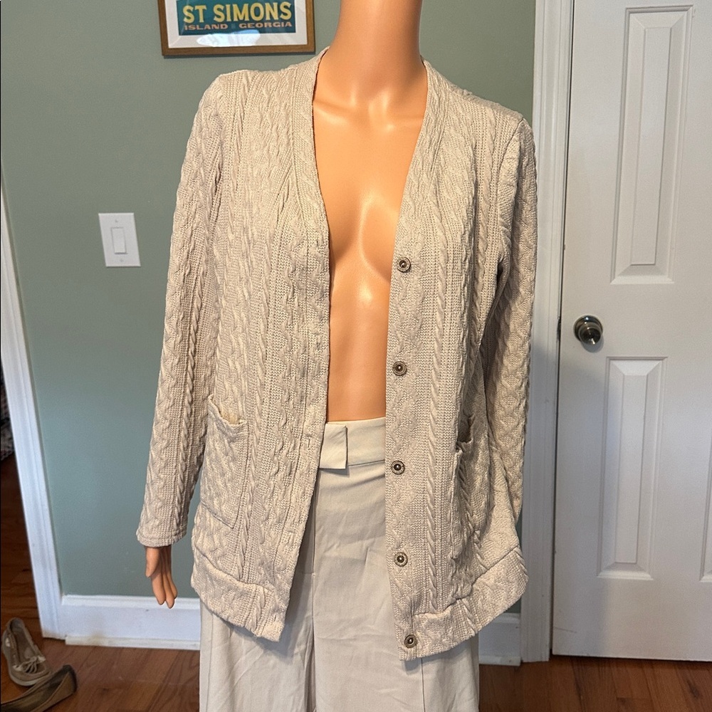 Cozy Cable-Knit Cardigan Sweater - Cream